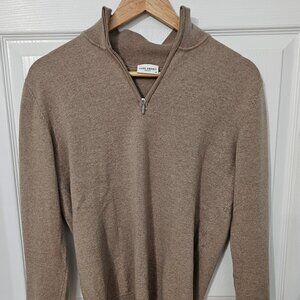 John Henric Merino Wool Quarter-Zip Sweater - Taupe - Size M
